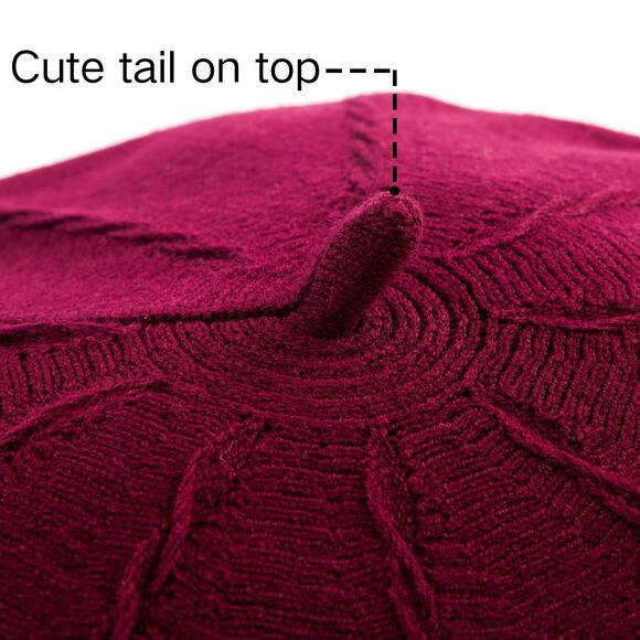 7698 2 Layers French Beret Elegant Winter Warm Hats For Women Cable Knit